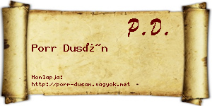 Porr Dusán névjegykártya
